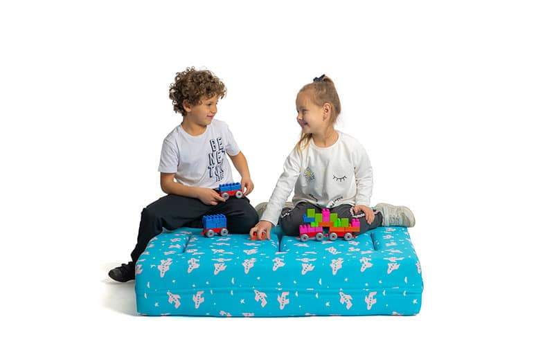 Multi functional 3 in 1 Kids Sofa Bed Rully Patterns Kids Blue