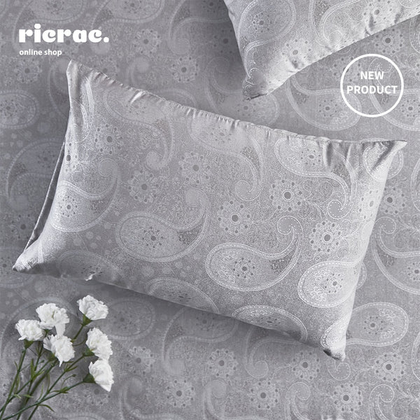 Rensy- Light Gray Floral Jacquard Flat Sheet Set
