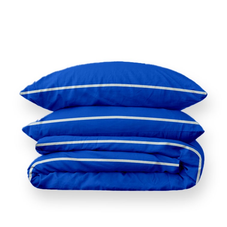 Rofal- Double Face Cotton Duvet Cover & 2 Pillow Cases Blue
