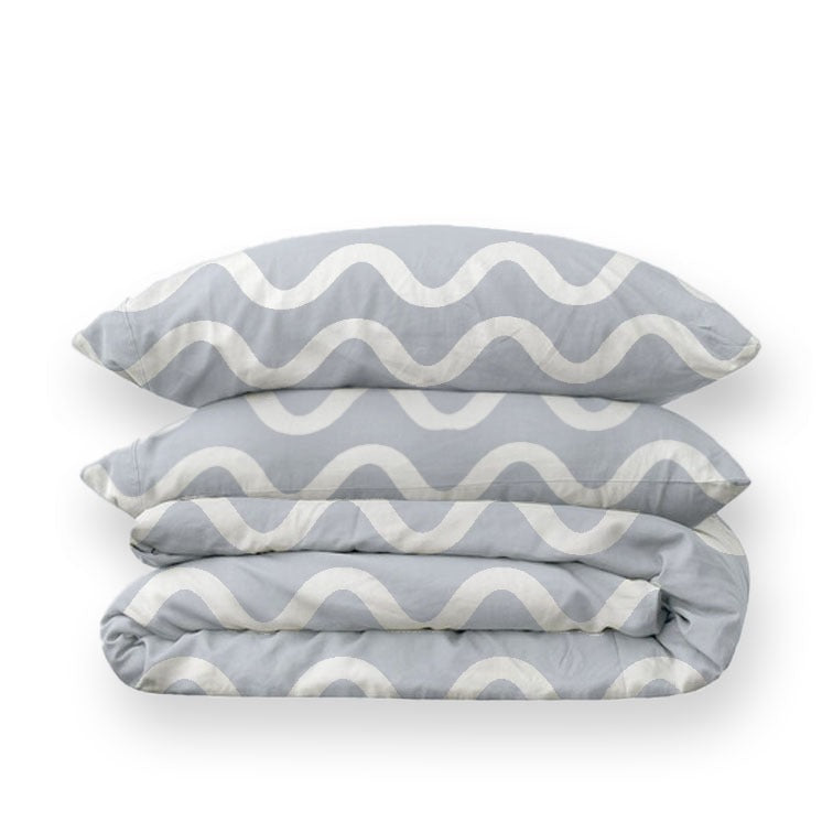 Rankol- Double Face Cotton Duvet Cover & 2 Pillow Cases Gray