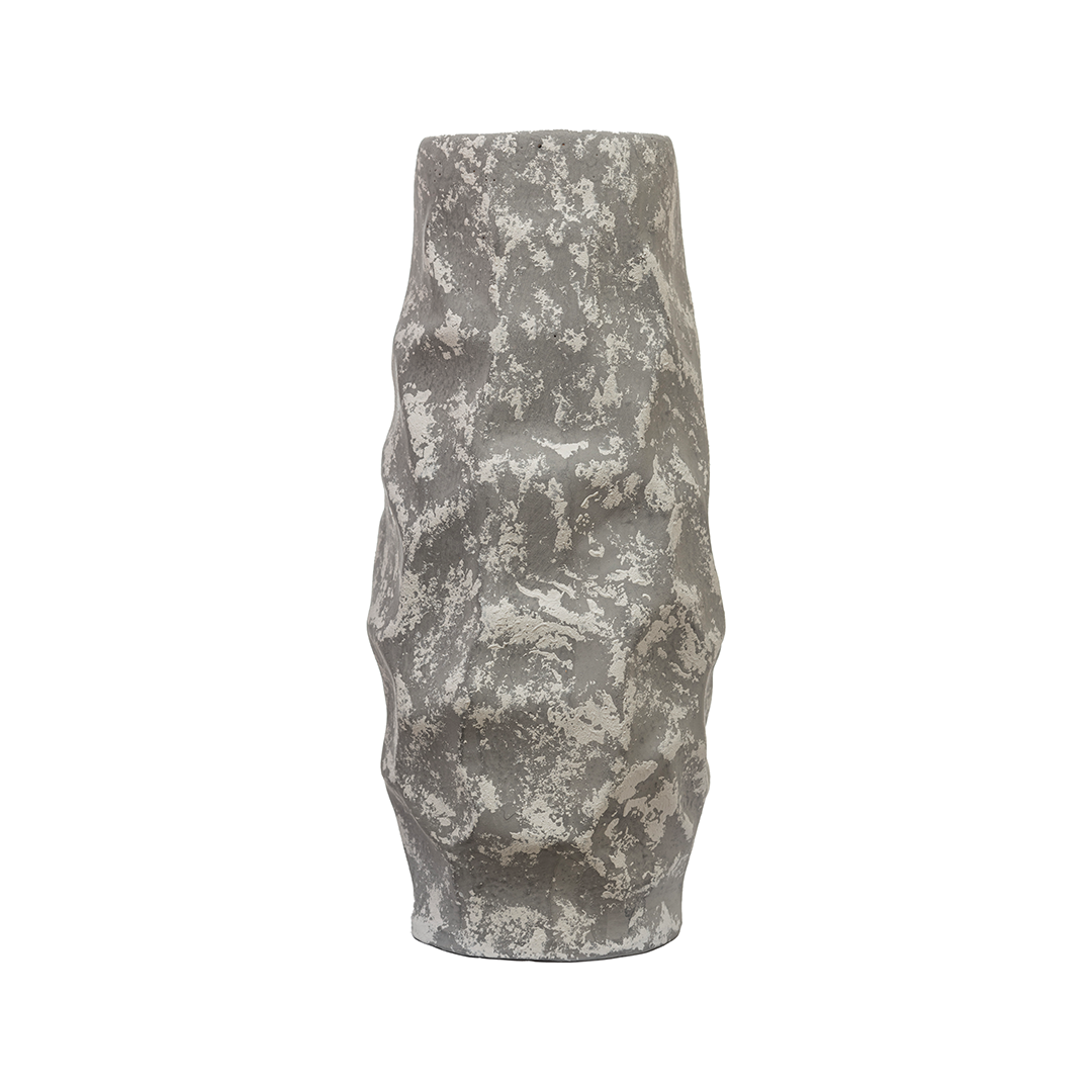 Handcrafted gray clay accessory vase, perfect for decorative use with dried flowers or as a unique home decor piece.