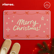 Rarosy- Christmas Door Mat with Merry Christmas design on red background, perfect for holiday decor.