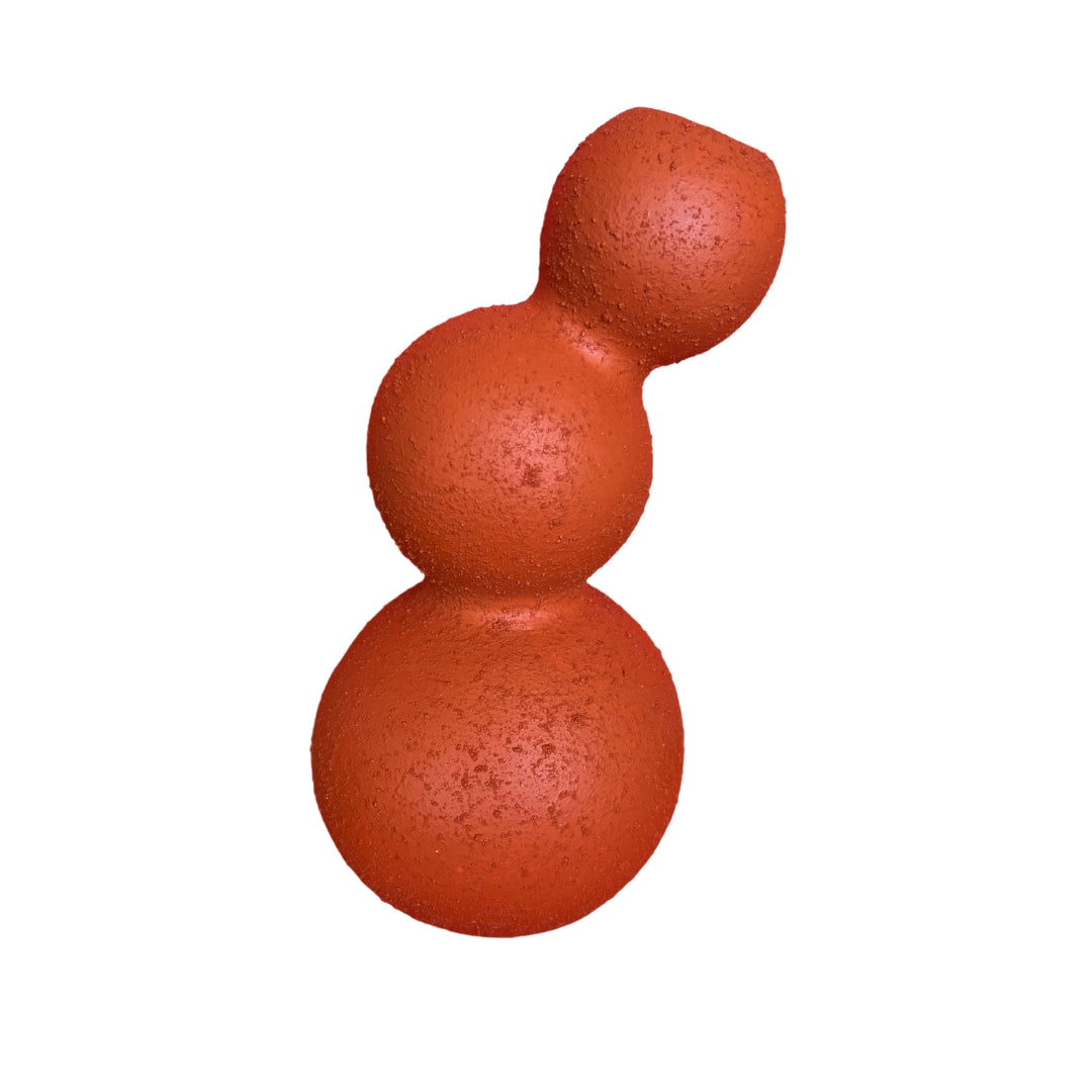 Sculptural Clay Vase in a triple stacked round form, featuring a textured orange surface that adds elegance to any space.