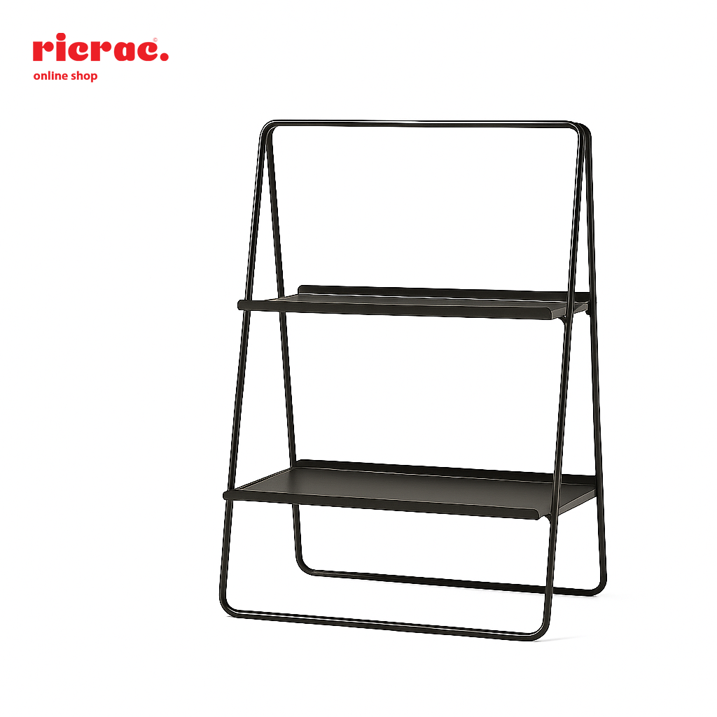Raxel- Metal Stand with two shelves for storing towels and toiletries, modern design for organized spaces.