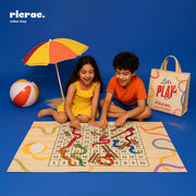 Rasela- Playful Waterproof Portable Beach Mat with carry bag used by kids during beach play.