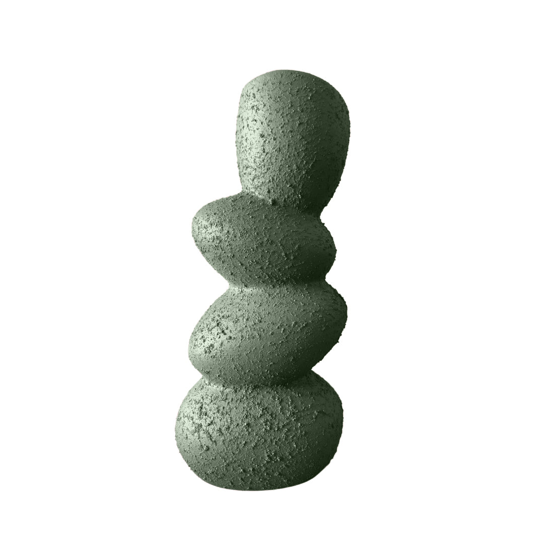 Sculptural Clay Vase with unique stacked form and textured surface, perfect for enhancing home decor.