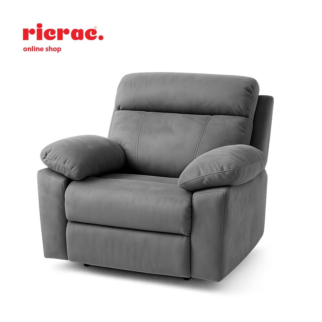 Ravine- Lazy Boy Chair in gray color, featuring plush armrests and ergonomic design for ultimate comfort.