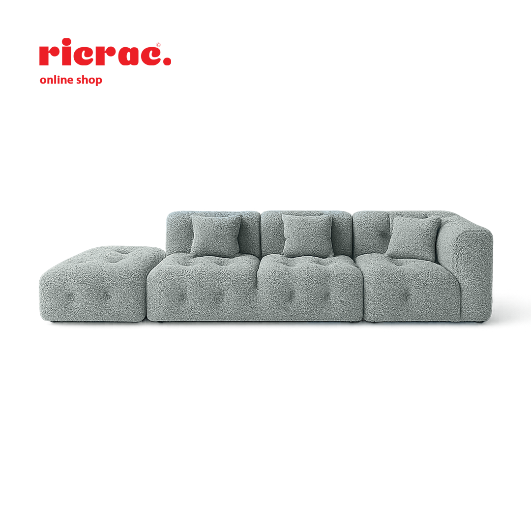 Redano- 3 Seaters Modular Sofa  & a Pouf in a stylish modern design with soft fabric and plush cushions.