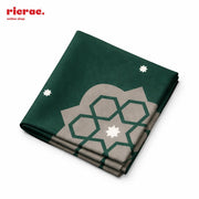 Waterproof cutlery napkins green featuring an elegant Arabesque pattern in green and gray.
