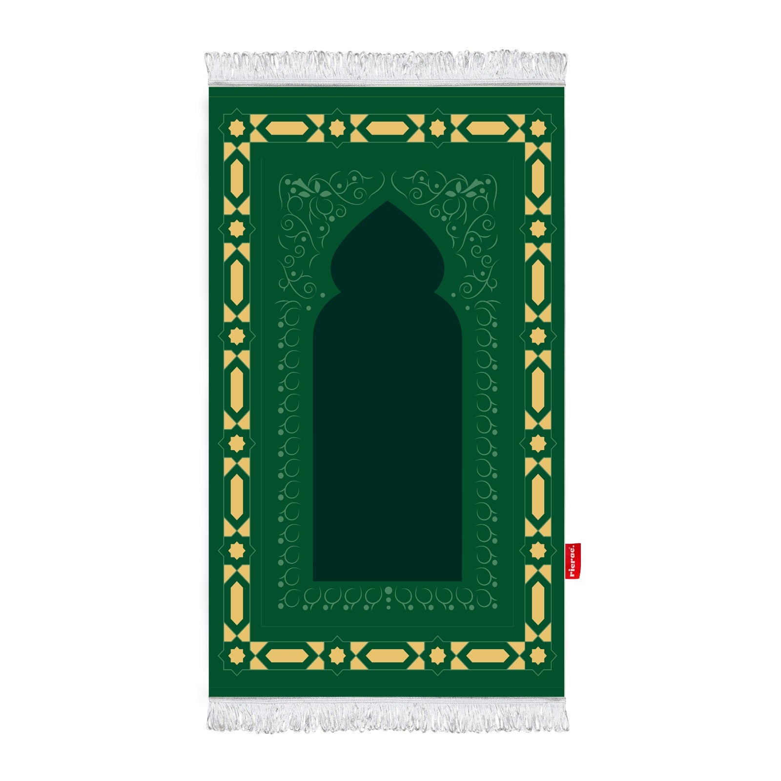 Printed Fiber Padded Prayer Mat- Dark Green