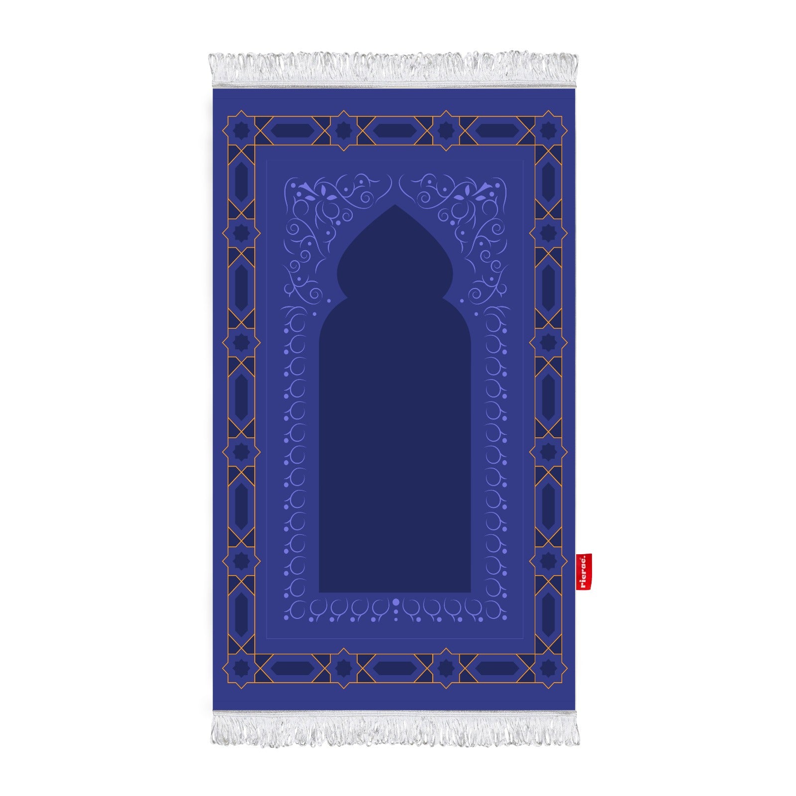 Printed Fiber Padded Prayer Mat- Dark Blue