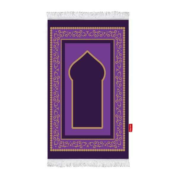 Printed Fiber Padded Prayer Mat- Purple and Gold