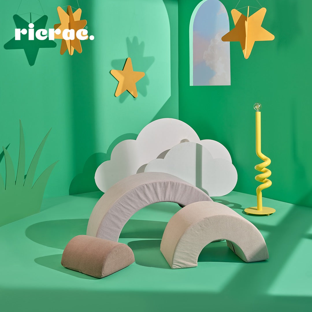 Ranzula- Multi functional Kids Set featuring colorful arches and playful shapes in a vibrant green playroom.