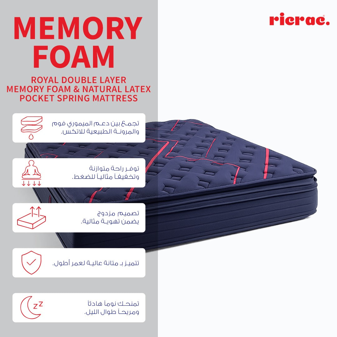 Royal Double Layer Memory Foam & Natural Latex Pocket Spring Mattress