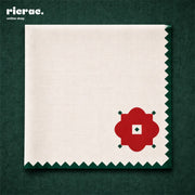 Waterproof cutlery napkins featuring a red flower motif and green zigzag border, perfect for Ramadan dining.
