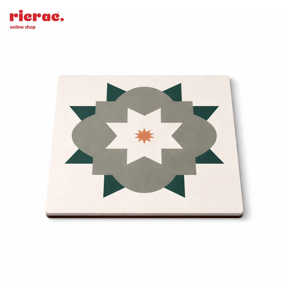 Coasters –  Islamic pattern with green flower motifs