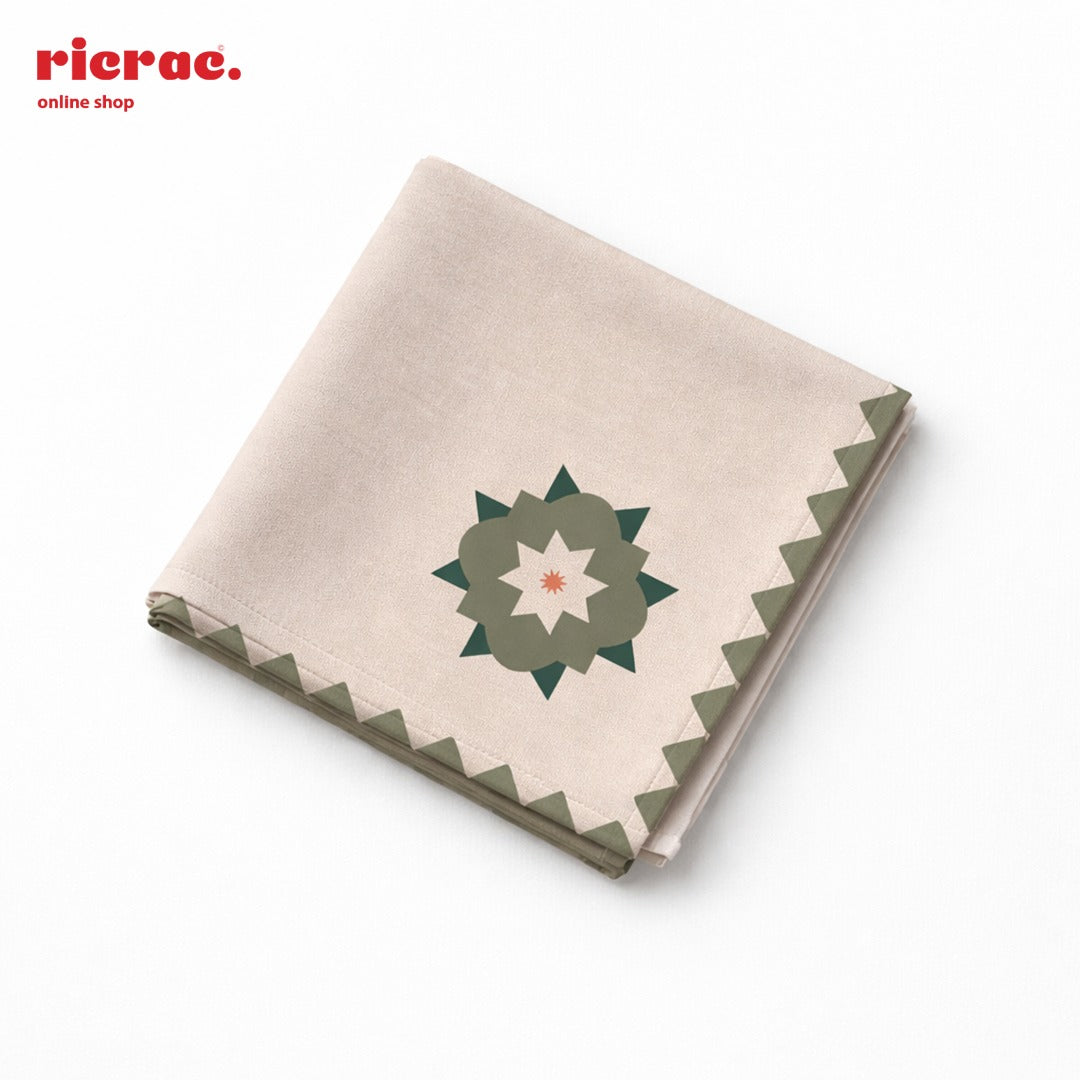 waterproof Islamic cutlery napkins featuring an elegant Islamic pattern with green flower motifs.