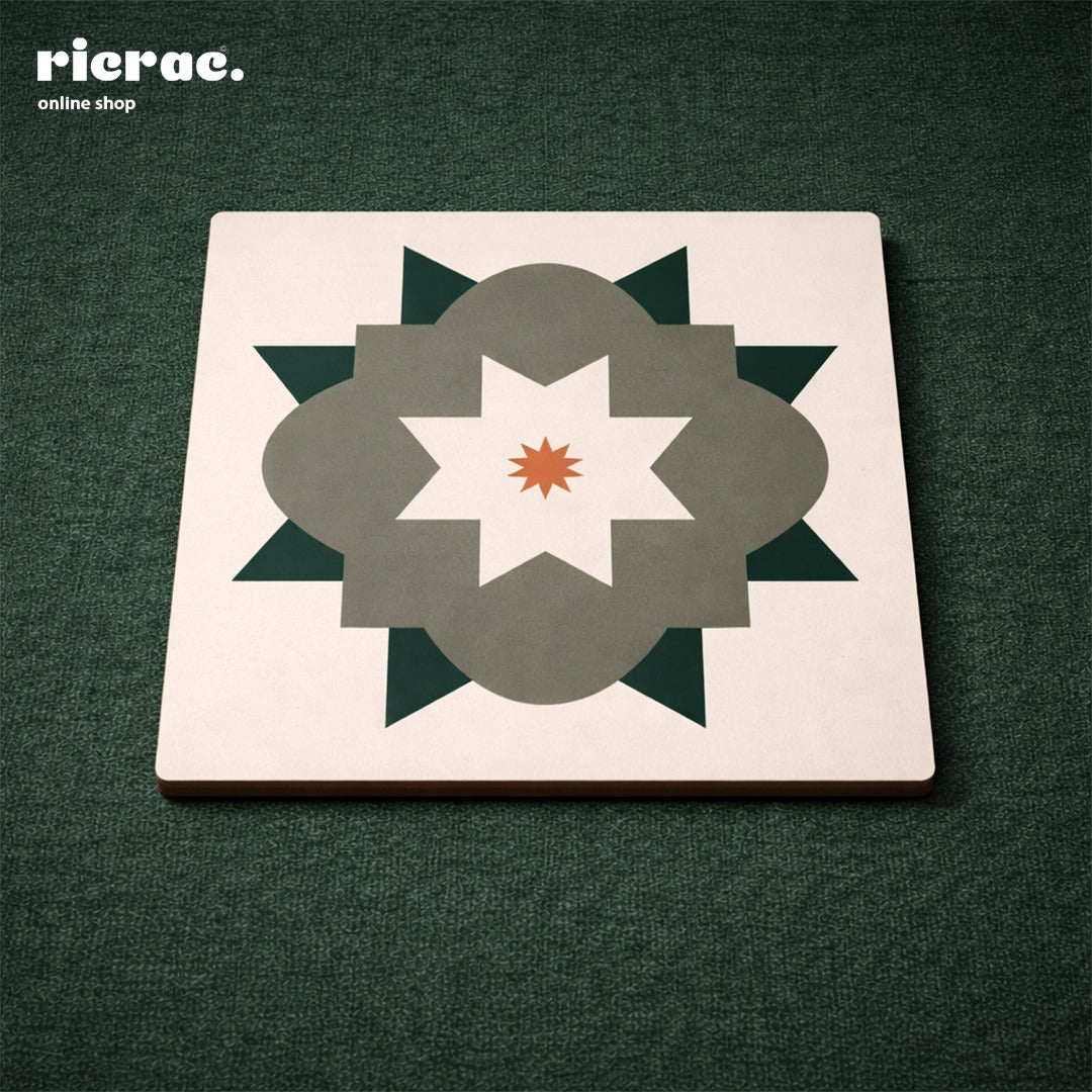 Coasters –  Islamic pattern with green flower motifs