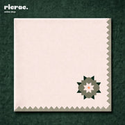 Waterproof Islamic cutlery napkins featuring a green flower motif on a pink background.