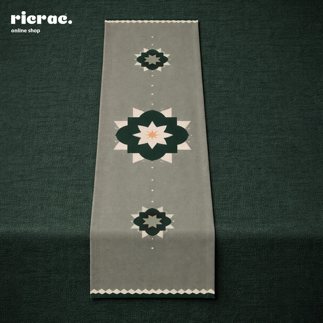 Waterproof Table Runner – Islamic pattern with green flower motifs