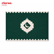Waterproof placemats featuring a green design with a crescent moon and star motifs for stylish table settings.