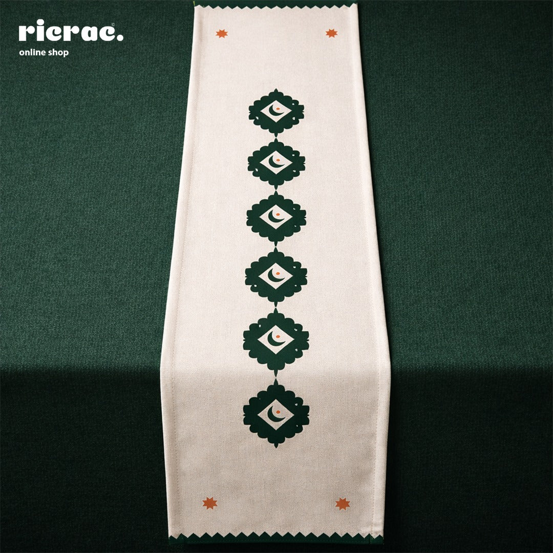 Waterproof Table Runner – Hilal with Orange star motifs