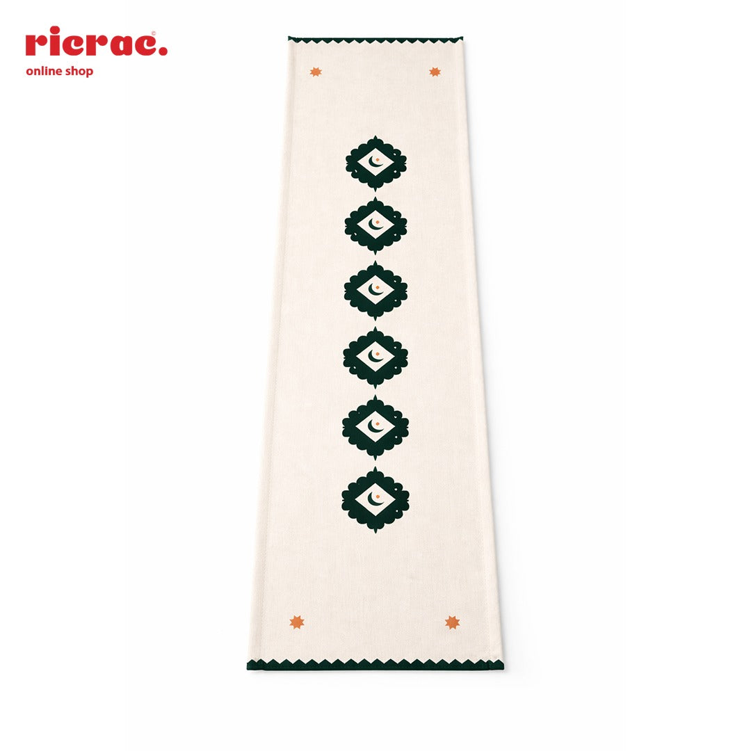 Waterproof Table Runner – Hilal with Orange star motifs