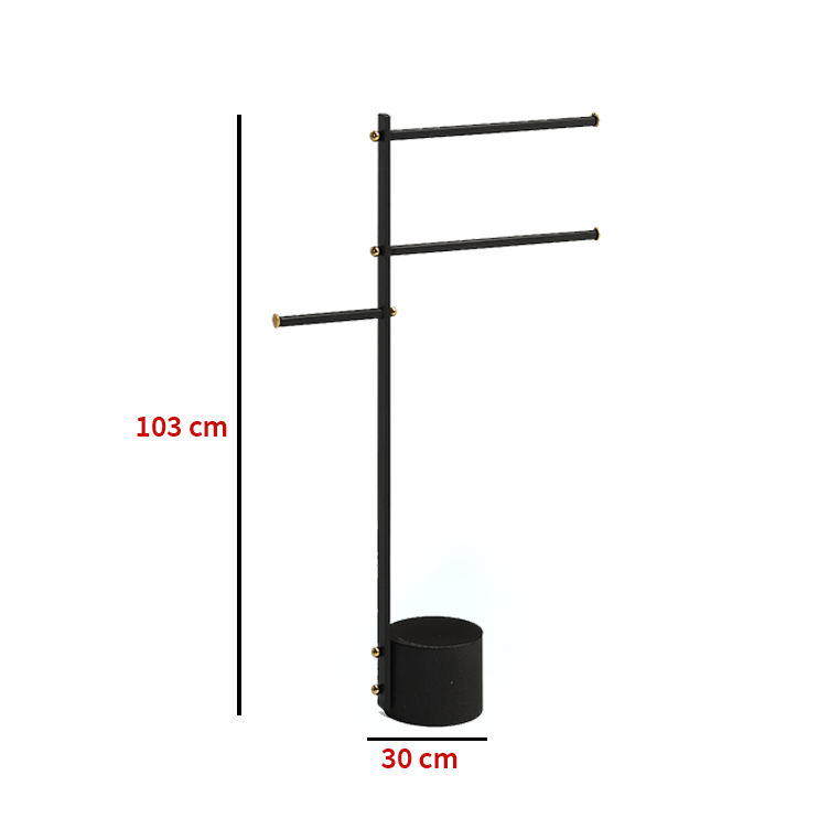 Rolvik- Metal Towels Stand dimensions 103 cm height and 30 cm base diameter for stylish bathroom storage.