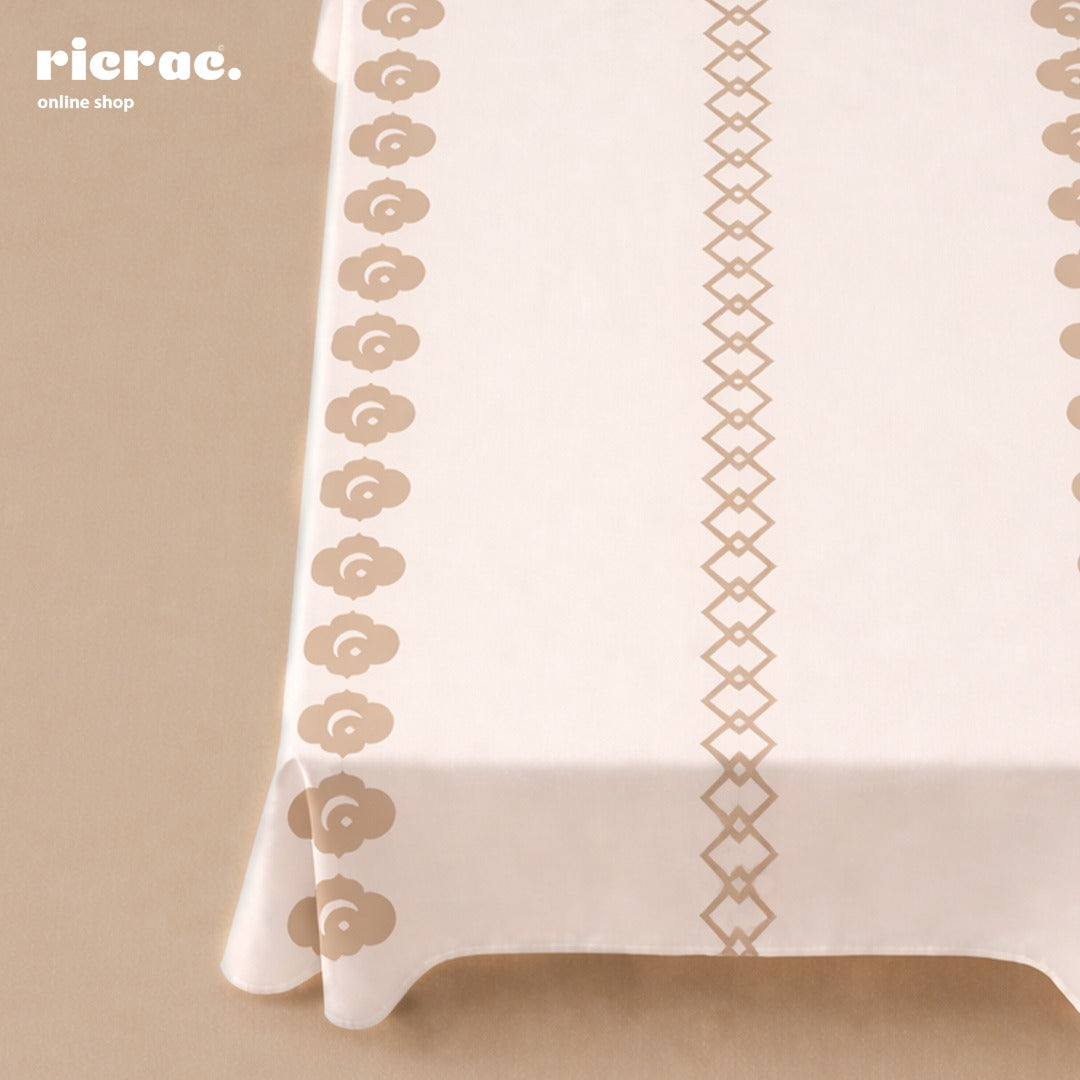 Waterproof Table Cover – Hilal with Geometric pattern beige