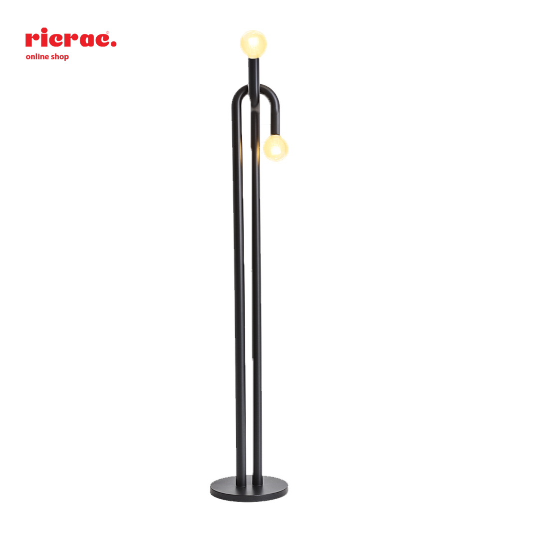 Ravella- Metal Lighting Unit featuring a minimalistic design with two light bulbs and a sleek black finish.
