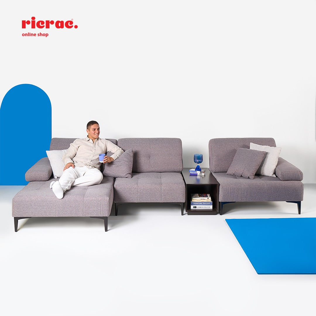 Rauf L Shape Sofa - Luxe Comfort Charcoal Sofa - Ricrac Shop