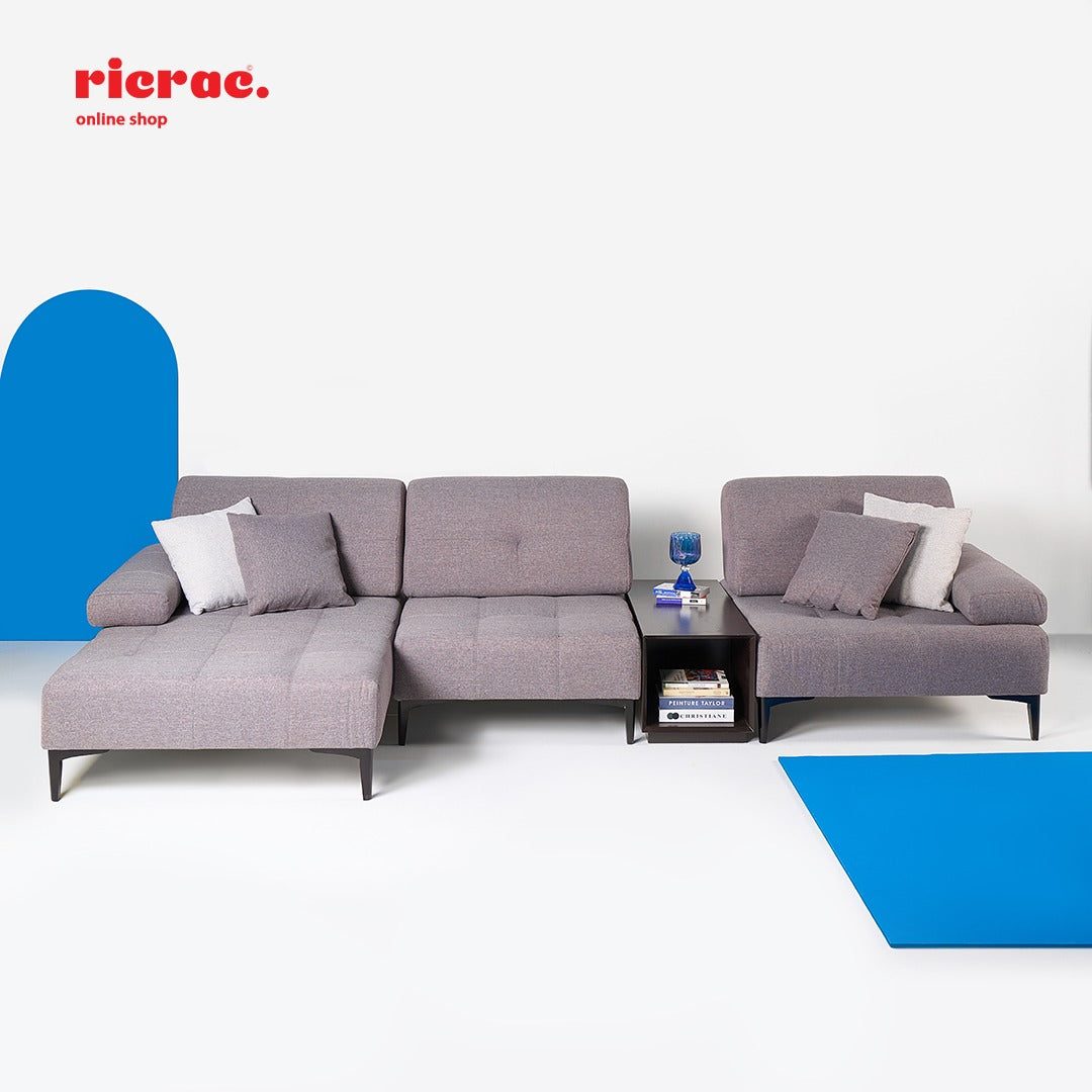 Rauf L Shape Sofa - Luxe Comfort Charcoal Sofa - Ricrac Shop