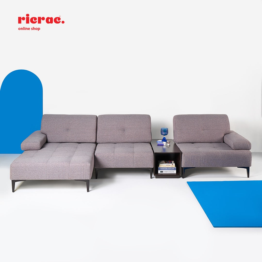 Rauf L Shape Sofa - Luxe Comfort Charcoal Sofa - Ricrac Shop