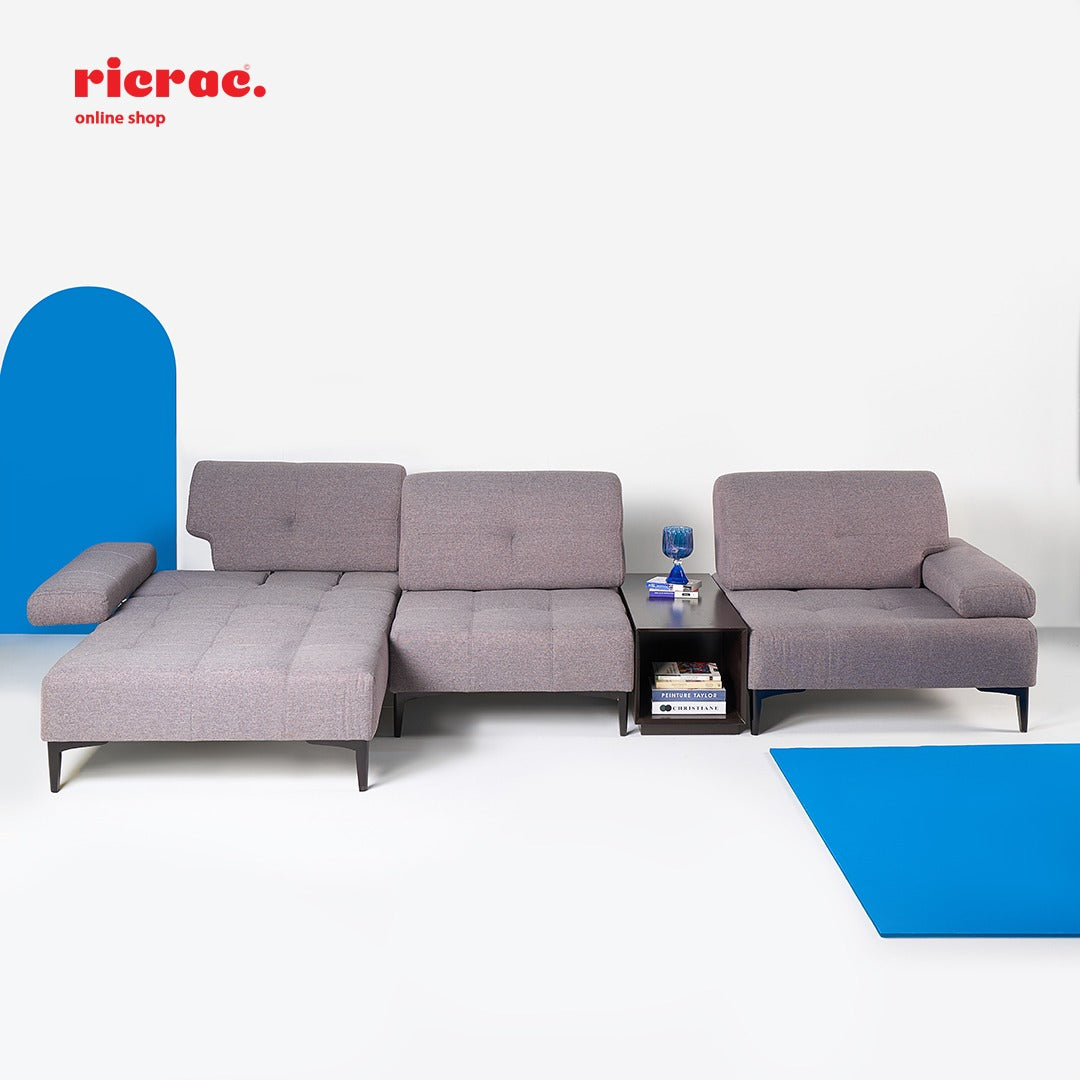 Rauf L Shape Sofa - Luxe Comfort Charcoal Sofa - Ricrac Shop