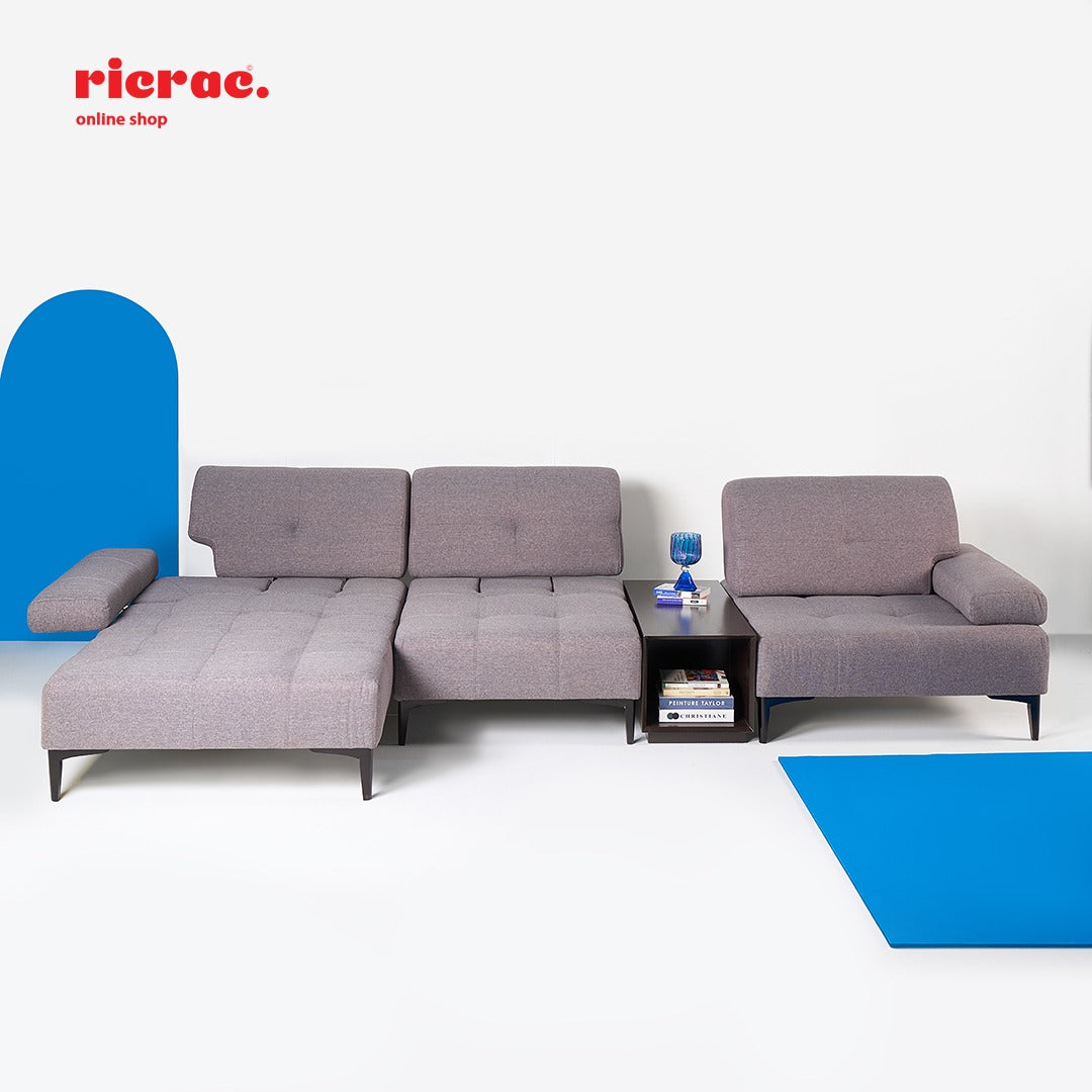 Rauf L Shape Sofa - Luxe Comfort Charcoal Sofa - Ricrac Shop