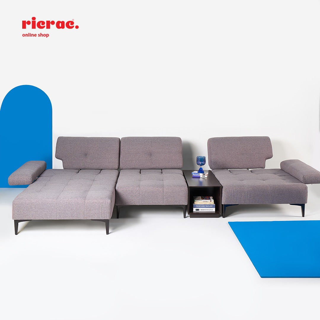 Rauf L Shape Sofa - Luxe Comfort Charcoal Sofa - Ricrac Shop