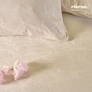 Jacquard Poly Cotton- TC200- Leaves Bed Sheet Set with 2 Pillow cases