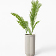 Ritano Fiberglass pot with green foliage, showcasing fluted design and textured elegance.