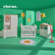 Rakala- Full Set Room featuring a cot bed, wardrobe, and changing table in a colorful nursery setting.