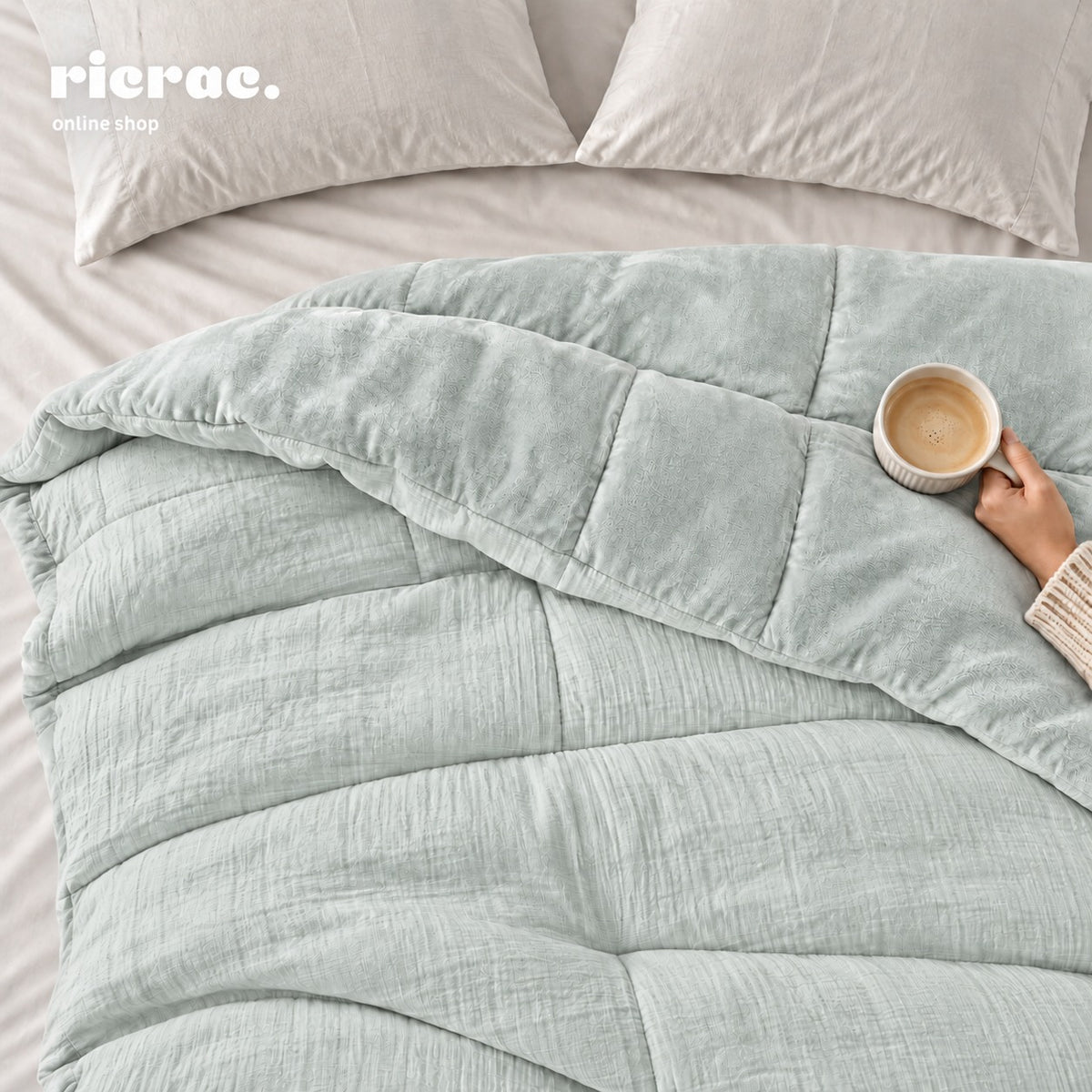 Double Face Duvet Set & 2 Pillow Cases - Muslin Cotton