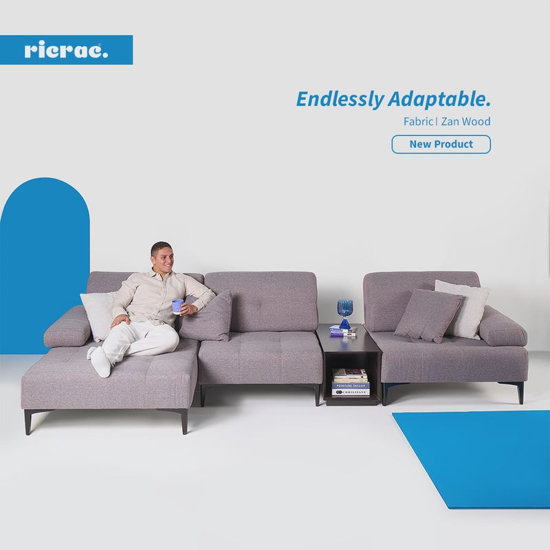 Rauf L Shape Sofa - Luxe Comfort Charcoal Sofa - Ricrac Shop