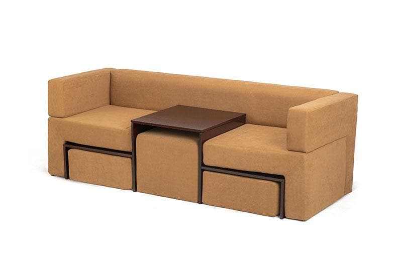 Wooden Sofa with Poufs - Razed
