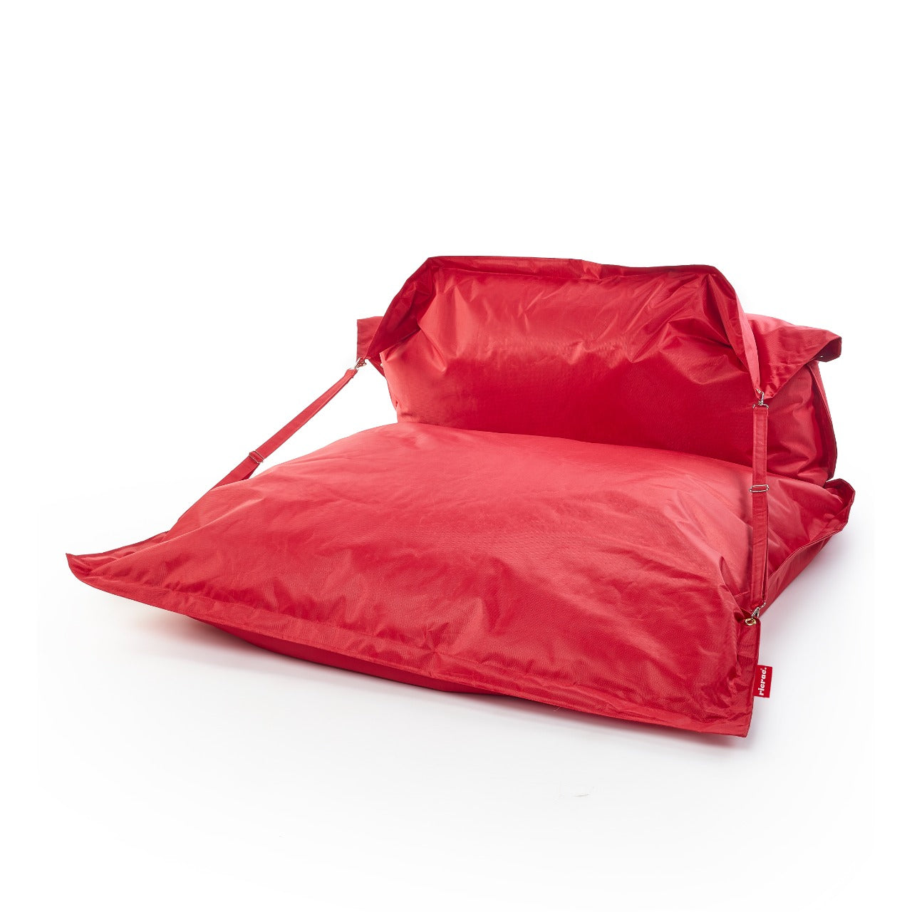 Buggle-up Bean bag chair in vibrant red color, perfect for indoor and outdoor lounging, ready to ship.
