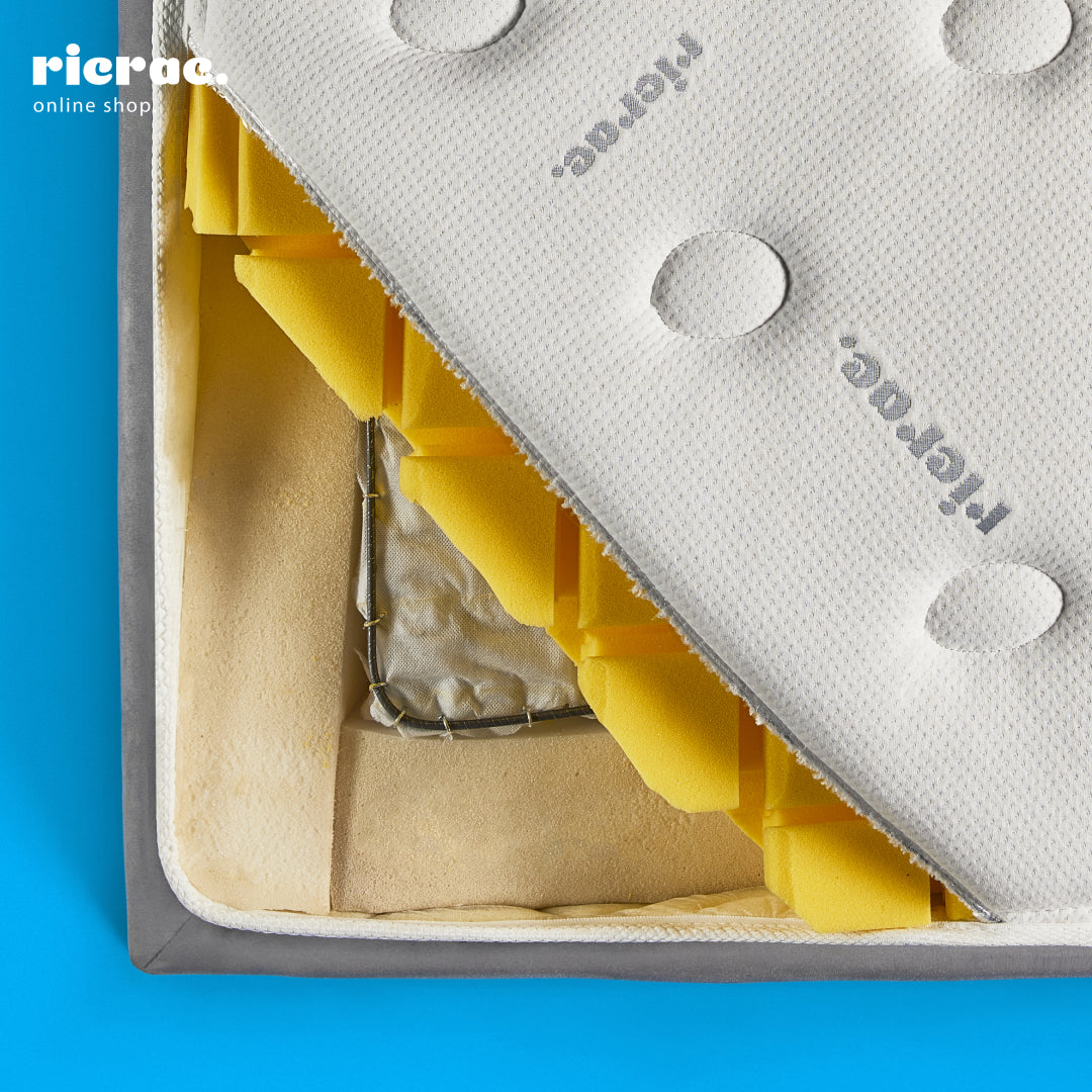 Soft Foam Pocket Spring System Mattress- RTS showing the internal layers and structure including soft foam and pocket springs.