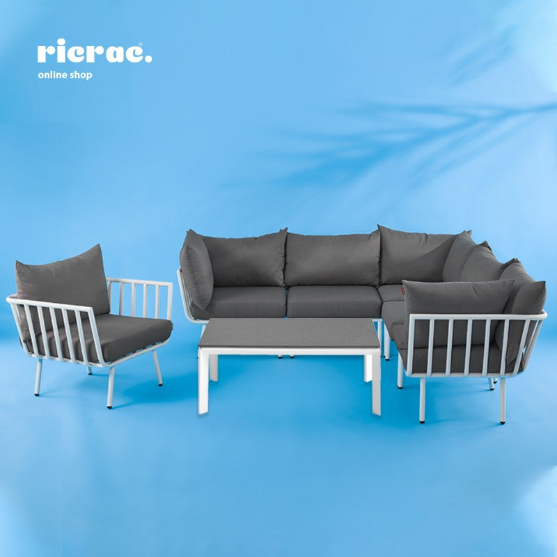Rakot- Set of L Shape Sofa 1 Side Chair & Table