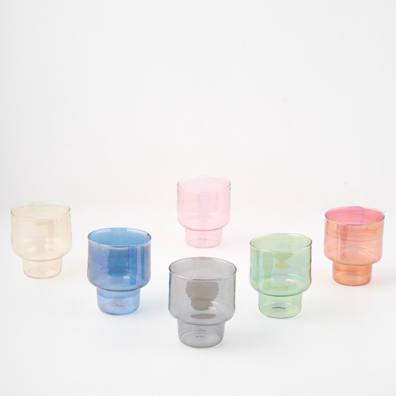راندوكي - طقم اكواب زجاجية ملونة مصنوعة يدويًا