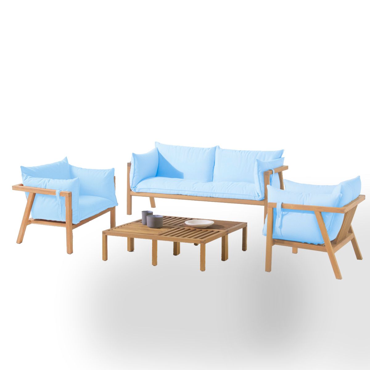Rokalan- Set of 1 Sofa 2 Chairs & 1 Table