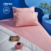 Relona- Striped Bed Sheet Set (1 Linen  & 2 Pillow Cases)