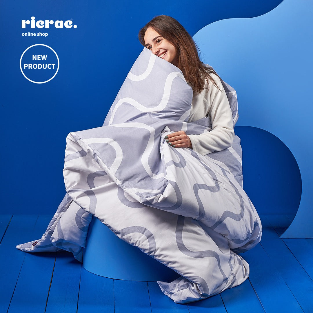 رانكول- غطاء لحاف قطني مزدوج الوجه وغطاء وسادة أبيض