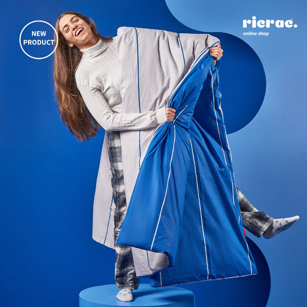 روفال- غطاء لحاف قطني مزدوج الوجه و 2 غطاء وسادة أزرق